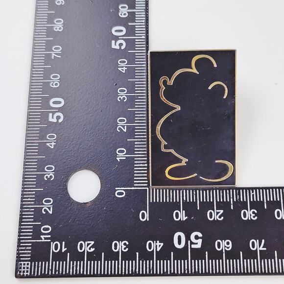 Disney Mickey Mouse Silhouette Black & Gold Rectangle Pin - Picture 6 of 6